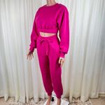 Zenana 2 Pcs Crop Sweatshirt Tracksuit Jogger Pants Set Outfit Active Loungewear XS Photo 2