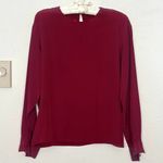Sunny Leigh SLB S Berry Red Silk Long Sleeve Top Blouse Office Business Career Photo 3