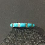 Sterling Silver  Turquoise Cabochon Inlay Band Ring Sz 8 Photo 4