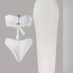 NWT White swimsuit with a sophisticated, high Photo 1