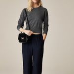 J.Crew Cashmere Shrunken Crewneck Sweater Heather Charcoal Cropped Fit Sz M NWT Photo 1