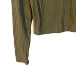 Wild Fable  Olive Ribbed Henley Fitted Long Sleeve Cropped Shirt Women Sz S Photo 4