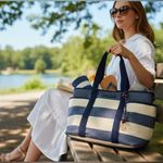 Tommy Hilfiger  Navy and Beige Striped Fabric Photo 2