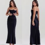 House Of CB New  PERSEPHONE Black satin Strapless Dress Size S Photo 2