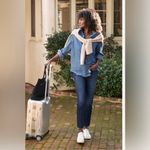 Frank & Eileen  Relaxed Button Up Long Sleeve Famous Denim Distressed Shirt Sz XS Photo 7