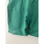 Set Active  High Waisted Seamless Ribbed Biker Shorts Emerald Green Photo 1