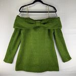 ZARA  Blogger Favorite Green Tweed Bow Mini Dress Gold Chain Straps Size Medium Photo 0