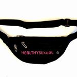 Unisex HEALTHYSEXUAL nylon fanny waist pack black with hot pink lettering Photo 0