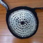 Handmade Crochet Soda Can Pull Tab Purse Black Round Crossbody Bag Boho Goth Photo 4