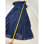 Lulus NWOT  Splendid Charisma Navy Ruffled Pleated One-Shoulder Midi Dress Size L Photo 4