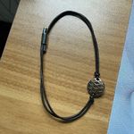 Fossil Vintage Adjustable Brown Leather Bracelet Silver Boho Circle Charm Y2K Photo 5