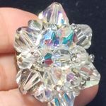 Antique 1930s Aurora Borealis Crystal Cluster Atomic Brooch Vtg Unsigned 1.5" Photo 4