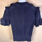 H&M  Womens Size 8 Black Ruffle Trim Cable Knit Pullover Mock Neck Sweater Career Photo 5