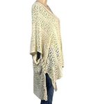 Boutique Womens Lacey Knit Crocheted Pullover Poncho Sweater Coverup Tan OS Photo 4