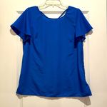Talbots Crisscross V Back Flutter Sleeve Top/Blouse – Color Bright Blue– Size M Photo 0