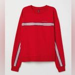 H&M Divided  Red Long Sleeve 100% Cotton Tee with Stripe Size Medium Photo 1
