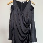ASTR NWOT  The Label Women's Black Satin Shoulder Cutout Mini Dress Size S Photo 2