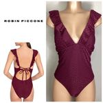 Robin Piccone New.  plum ruffle one piece. Size 14. Retails $168 Photo 1