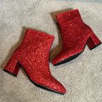 Women’s Red Glitter Covered Chunky Heeled Sparkly Boots Size 9.5 NEW Red Photo 0