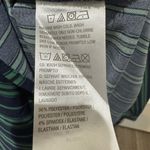 Susan Graver Navy Green Stripe Button Front Blouse LP Collared Stretch Top Photo 8