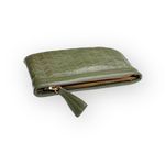 HTF: new Goldenbleu 𖣴 Farah Quilted Clutch Bag 𖣴 Rose Gold + Green Moss Leather Photo 4