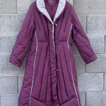 Vintage J. Gallery Puffer Goose Down Coat Purple Beige Small Size M Photo 0