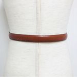 VINTAGE Whiskey Brown Genuine Leather Skinny Belt Classic MInimalist 90s Small Brown Photo 1