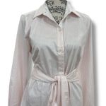 Untuckit Women’s Size S Pale Pink Stripe Tie Waist Button Front Shirt Clara Photo 3