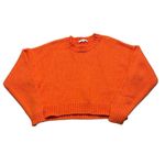 frame denim Frame Round Neck Cotton Knit Cropped Sweater Orange Large Photo 1