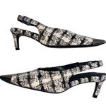 ANINE BING NEW NIB Nina 50mm Slingback Heels With Metal Toe Cap In Apricot Tweed Photo 8