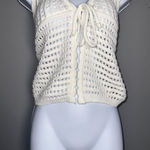 COMMENSE OPEN KNIT TIE FRONT HALTER WHITE CROCHET VEST NWOT‎ SIZE L Size L Photo 0