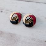 Vintage Clip On Earrings Cream, Red, Navy Blue Photo 2