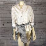 Marisa Baratelli 1990s Silk Blouse Black White Abstract Trim Size 12 Photo 12