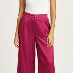 Tenickab The Drop Wide Leg Satin Pants Magenta Pink Medium High Waist Palazzo Photo 0