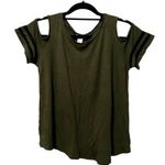 Bozzolo Olive Green Cold Shoulder Short Sleeve Top Size L Photo 0