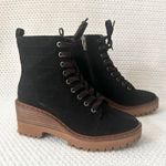 Vince Camuto Debsen Black Suede Croc Lug Sole Platform Combat Boot Lace Up 6 Box Photo 1