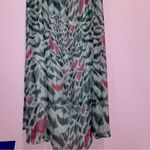 Erin Maxi Dress Women Size 8 Halter Sheer Overlay Abstract Print Preppy Sundress Blue Photo 6