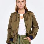 ALYX Satin Olive Green Lined Full Zip Pockets Military Bomber Jacket Size XL Photo 0