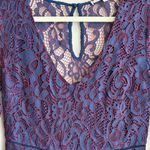 Willow & Clay Red and Blue Lace Mini Dress with Bell Sleeves, Size Small Photo 2