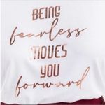 Francesca's White and Gold Foil Graphic Shirt Size 1X New With Tags Photo 2