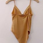 ZARA  Mesh Paneled Bodysuit Tan Orange One Piece Photo 1