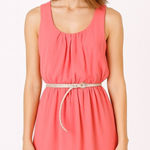 A.N.A Sleeveless Coral Pink Chiffon Dress with Braided Belt – Size Small Photo 0