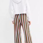 Urban Outfitters Multicolor Rainbow Striped Wide Leg Ankle Trousers Pants Size M Photo 2