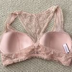 Victoria's Secret NEW Victoria’s Secret Lacy Bralette Nude White Long Line Padded Size Small NWOT Photo 3