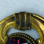 Pendant for Necklace Brass Gold Color Oval Center Stone Purple Color Aged Patina Photo 6