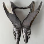 Adrienne Vittadini Surya Slingback Shoes Sz 6M Snake Skin Crystals Pewter Glam Photo 5