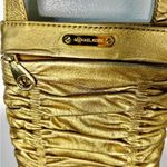 Michael Kors Metallic Gold Ruched Webster Crossbody Bag Photo 1