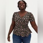 Torrid Super Soft Surplice Puff Sleeve Top Roses Floral Jersey Plus Size 2X Photo 1