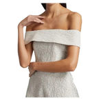 Jonathan Simkhai Gray Silver Valerie‎ Off the Shoulder Jacquard Romper XS Photo 4