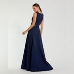 Mac Duggal 20365 Navy Floral Applique Sleeveless A Line Gown Photo 3